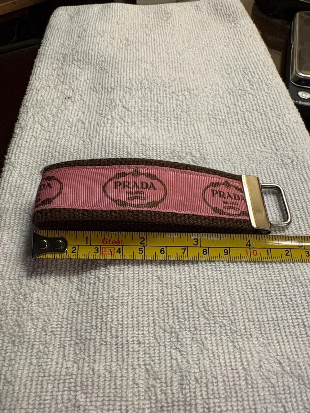 Vintage Prada Pink and Brown Webbing Key Loop